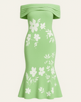 Odette | Women's Floral Print Midi Dress – Off Shoulder – Summer Cocktail & Formal Wear
