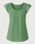 Lily | Women’s Ruffle Shoulder Tank Top - Relaxed Fit - Soft Breathable Fabric - Feminine Detail