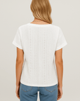 Grace | Women’s Eyelet Pattern T-Shirt - Relaxed Fit - V-Neck - Breathable Lightweight Fabric