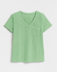 Grace | Women’s Eyelet Pattern T-Shirt - Relaxed Fit - V-Neck - Breathable Lightweight Fabric