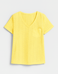 Grace | Women’s Eyelet Pattern T-Shirt - Relaxed Fit - V-Neck - Breathable Lightweight Fabric