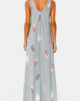 Aurora | Women's Summer Leaf Print Maxi Dress – Relaxed Fit – Sleeveless V-Neck – Breathable Fabric