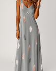 Aurora | Women's Summer Leaf Print Maxi Dress – Relaxed Fit – Sleeveless V-Neck – Breathable Fabric