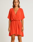 Brooklyn | Wrap Mini Dress - Kimono Sleeves - Tie Waist Detail