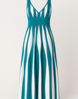Mila | Sleeveless Maxi Dress - V-Neckline - Vertical Stripe Pattern