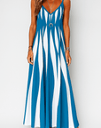 Mila | Sleeveless Maxi Dress - V-Neckline - Vertical Stripe Pattern