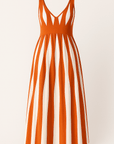 Mila | Sleeveless Maxi Dress - V-Neckline - Vertical Stripe Pattern