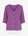 Peyton | Casual V-Neck Button-Down Top with Rolled Sleeves