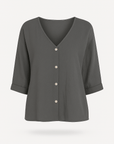 Peyton | Casual V-Neck Button-Down Top with Rolled Sleeves