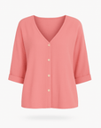 Peyton | Casual V-Neck Button-Down Top with Rolled Sleeves