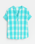 Cora | Casual Checkered Short Sleeve Button-Down Top