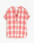 Cora | Casual Checkered Short Sleeve Button-Down Top