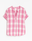 Cora | Casual Checkered Short Sleeve Button-Down Top