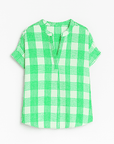 Cora | Casual Checkered Short Sleeve Button-Down Top