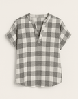 Cora | Casual Checkered Short Sleeve Button-Down Top