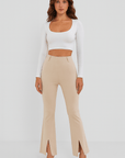 Brielle | High-Waisted Split Hem Flared Pants