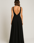 Camila | Women's Evening Gown - Deep V-Neck - Sleeveless - Thigh-High Slit