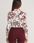 Luna | Printed Bow Tie Blouse - Satin Finish - Puff Long Sleeves - Button Cuffs