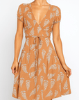 Charlotte | Floral Wrap Midi Dress - Puff Sleeves - Tie Waist - V-Neckline