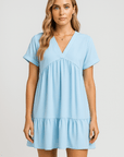 Chloe | Women’s Flared Mini Dress - V-Neck - Breathable Fabric - Ideal for Summer Wear