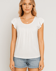 Lily | Women’s Ruffle Shoulder Tank Top - Relaxed Fit - Soft Breathable Fabric - Feminine Detail