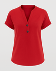 Scarlett | Women’s V-Neck Henley Shirt - Relaxed Fit - Soft Breathable Fabric - Button Placket