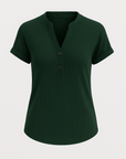 Scarlett | Women’s V-Neck Henley Shirt - Relaxed Fit - Soft Breathable Fabric - Button Placket