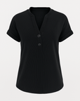 Scarlett | Women’s V-Neck Henley Shirt - Relaxed Fit - Soft Breathable Fabric - Button Placket