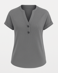 Scarlett | Women’s V-Neck Henley Shirt - Relaxed Fit - Soft Breathable Fabric - Button Placket