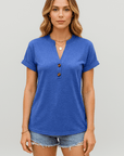 Scarlett | Women’s V-Neck Henley Shirt - Relaxed Fit - Soft Breathable Fabric - Button Placket