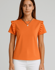 Zoe | Women’s Ruffled Sleeve Blouse - Relaxed Fit - Breathable Fabric - Feminine Everyday Top