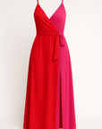 Audrey | Wrap Maxi Dress - Spaghetti Straps - Side Slit Skirt