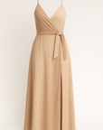 Audrey | Wrap Maxi Dress - Spaghetti Straps - Side Slit Skirt