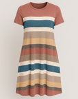 Caroline | Women’s Striped T-Shirt Dress - Soft Stretch Knit - Relaxed A-Line Fit