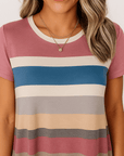 Caroline | Women’s Striped T-Shirt Dress - Soft Stretch Knit - Relaxed A-Line Fit