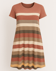 Caroline | Women’s Striped T-Shirt Dress - Soft Stretch Knit - Relaxed A-Line Fit