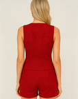 Skylar | Two-Piece Vest and Shorts Set - Button Front Vest - Tailored High Waist Shorts