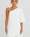 Nevaeh | Chic One-Shoulder Dress with Gold Chain Detail