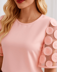 Autumn | Trendy T-Shirt with Embellished Dotted Sleeves