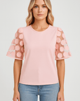 Autumn | Trendy T-Shirt with Embellished Dotted Sleeves