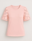 Autumn | Trendy T-Shirt with Embellished Dotted Sleeves