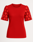 Autumn | Trendy T-Shirt with Embellished Dotted Sleeves