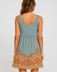 Allison | Women’s Boho Sleeveless Dress - Scoop Neckline - Ornate Printed Hem