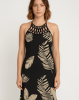 Naomi | Sleeveless Dress - Lattice Halter Neck - A-Line Silhouette