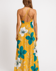 Ruby | Women's Tropical Floral Maxi Dress – Deep V-Neck & High Slit – Relaxed Fit