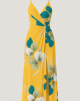Ruby | Women's Tropical Floral Maxi Dress – Deep V-Neck & High Slit – Relaxed Fit