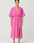 Francesca | Wrap Front Maxi Dress - Relaxed Fit - V-Neck with Side Slits
