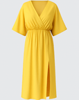 Francesca | Wrap Front Maxi Dress - Relaxed Fit - V-Neck with Side Slits