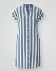 Esme | Striped Shirt Dress - Relaxed Fit Cotton Blend - Short Sleeves for Summer