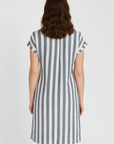 Esme | Striped Shirt Dress - Relaxed Fit Cotton Blend - Short Sleeves for Summer